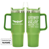 Thumbnail for Airline Pilot Label Designed 40oz Stainless Steel Car Mug With Holder
