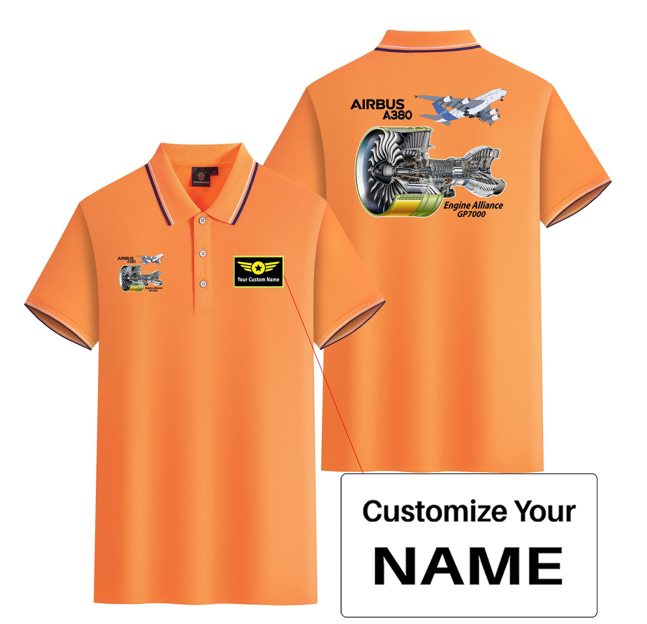 Airbus A380 & GP7000 Engine Designed Stylish Polo T-Shirts (Double-Side)