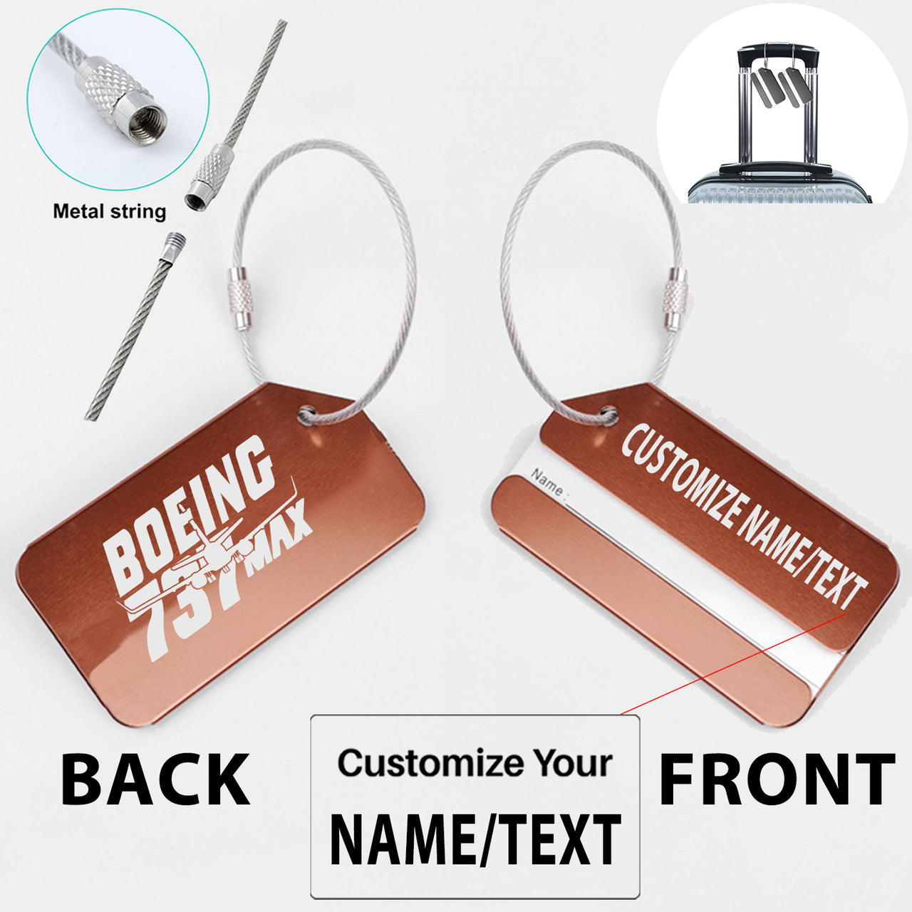Amazing 737 Max Designed Fashion Metal Luggage Tags