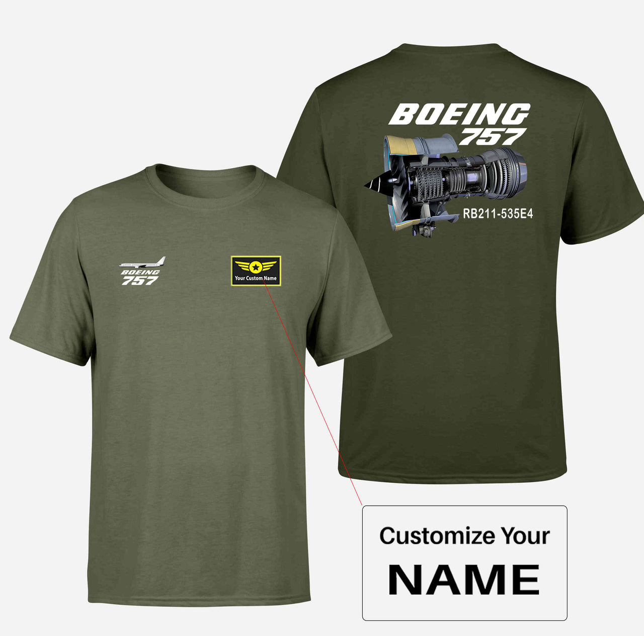 Boeing 757 & Rolls Royce Engine (RB211) Designed Double-Side T-Shirts - view 13