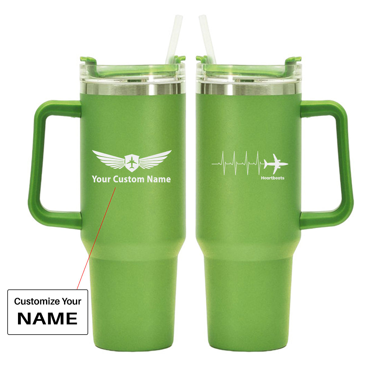 Aviation Heartbeats Designed 40oz Stainless Steel Car Mug With Holder
