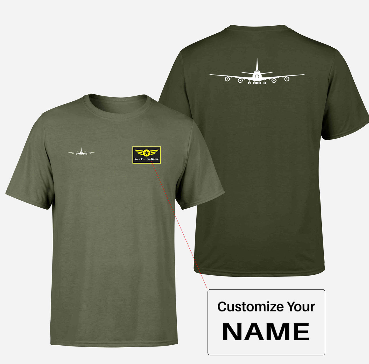 Boeing 747 Silhouette Designed Double-Side T-Shirts