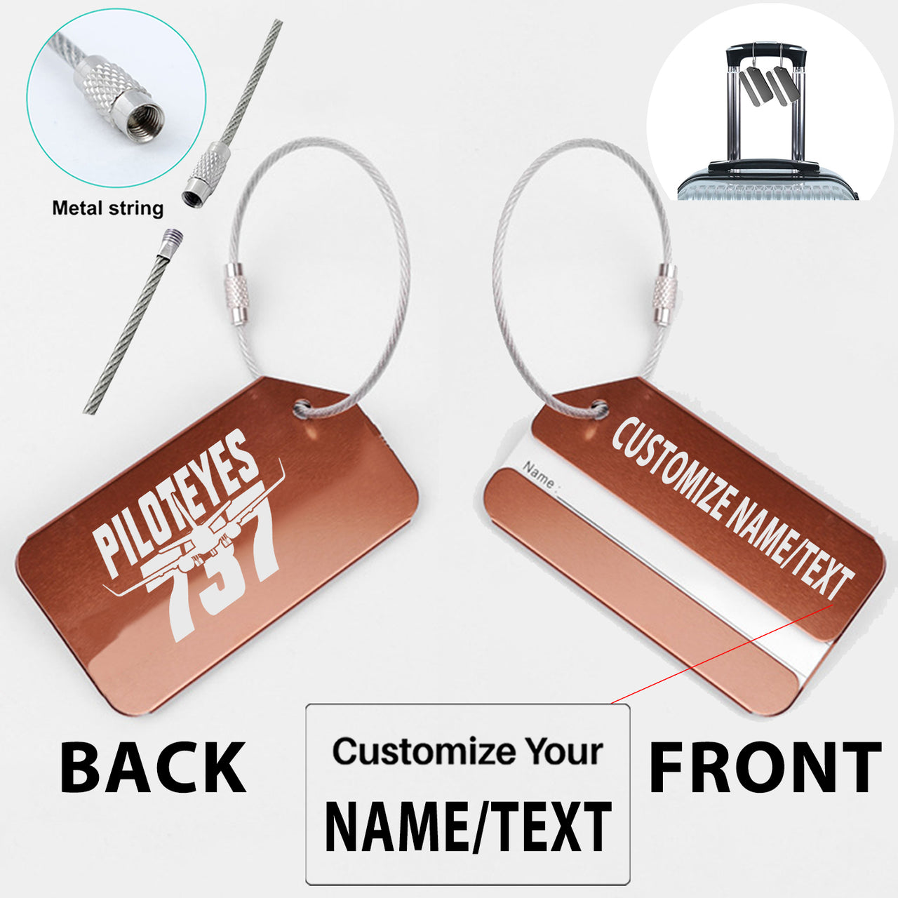 Amazing Piloteyes737 Designed Fashion Metal Luggage Tags