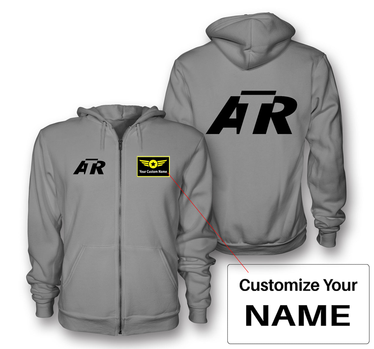 ATR & Text Designed Zipped Hoodies
