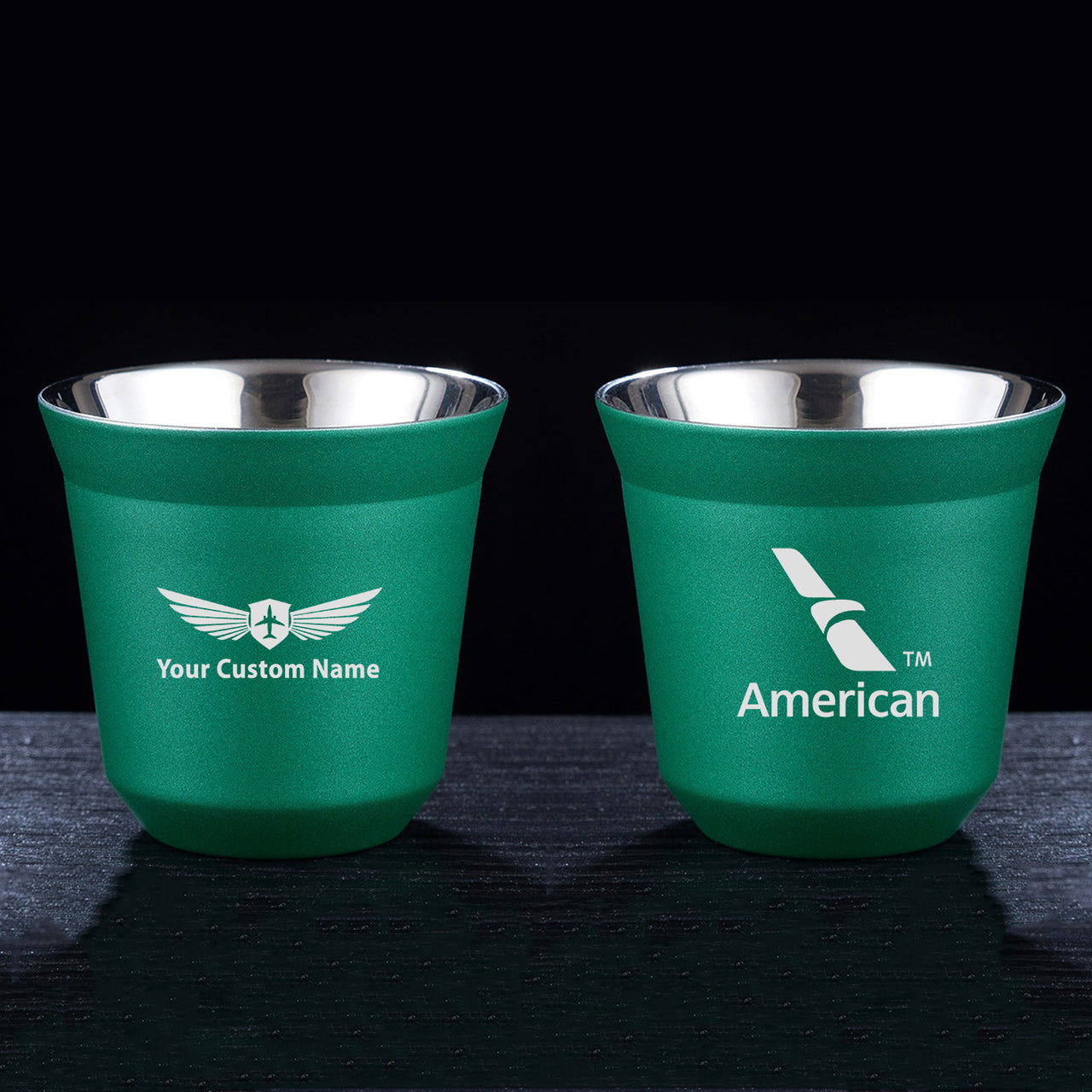 American Airlines Designed Double Wall Stainless Steel Coffee Mugs