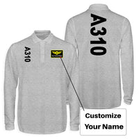 Thumbnail for A310 Text Designed Long Sleeve Polo T-Shirts (Double-Side)