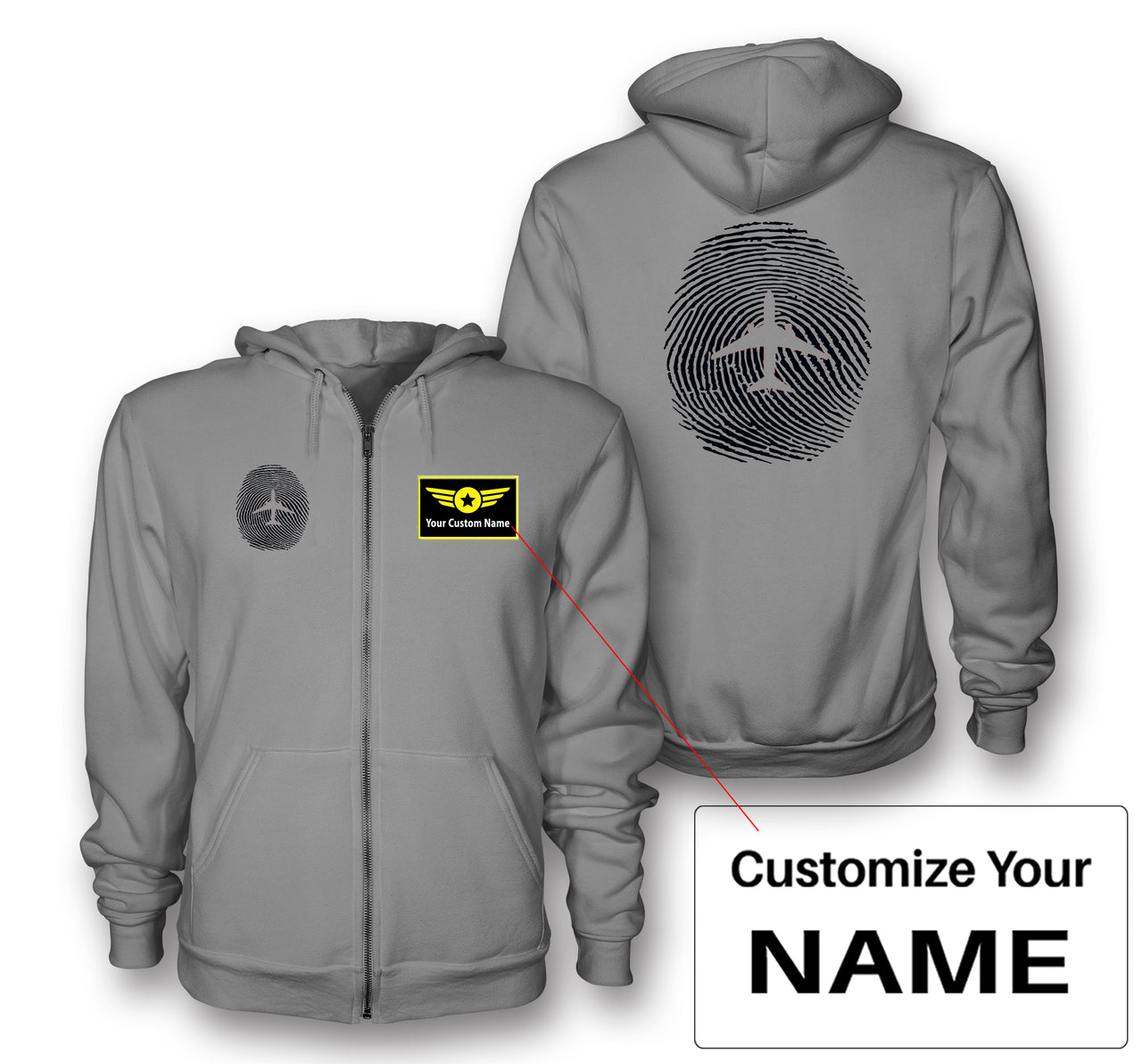 Aviation Finger Print Designed Zipped Hoodies