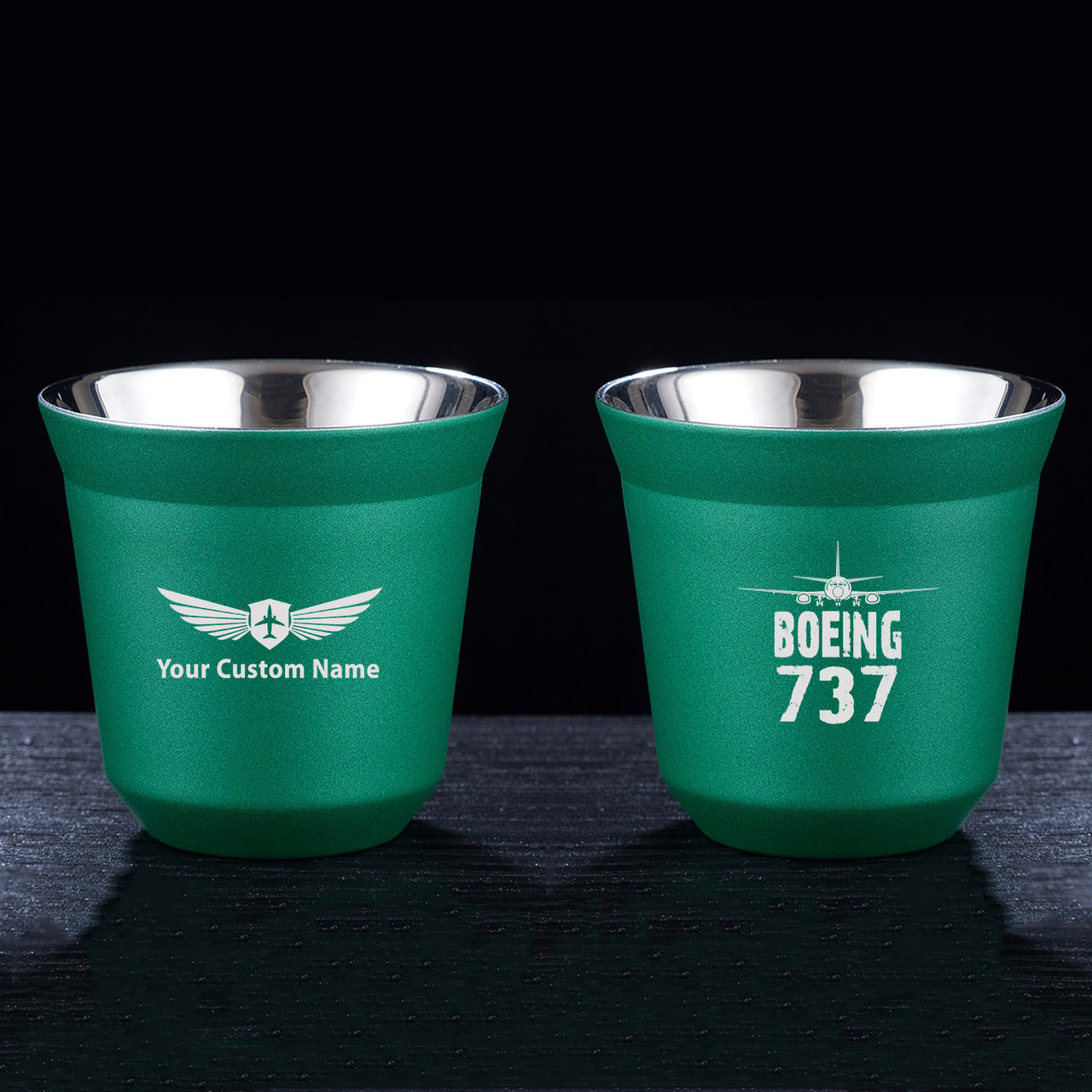 Boeing 737 & Plane Designed Double Wall Stainless Steel Coffee Mugs