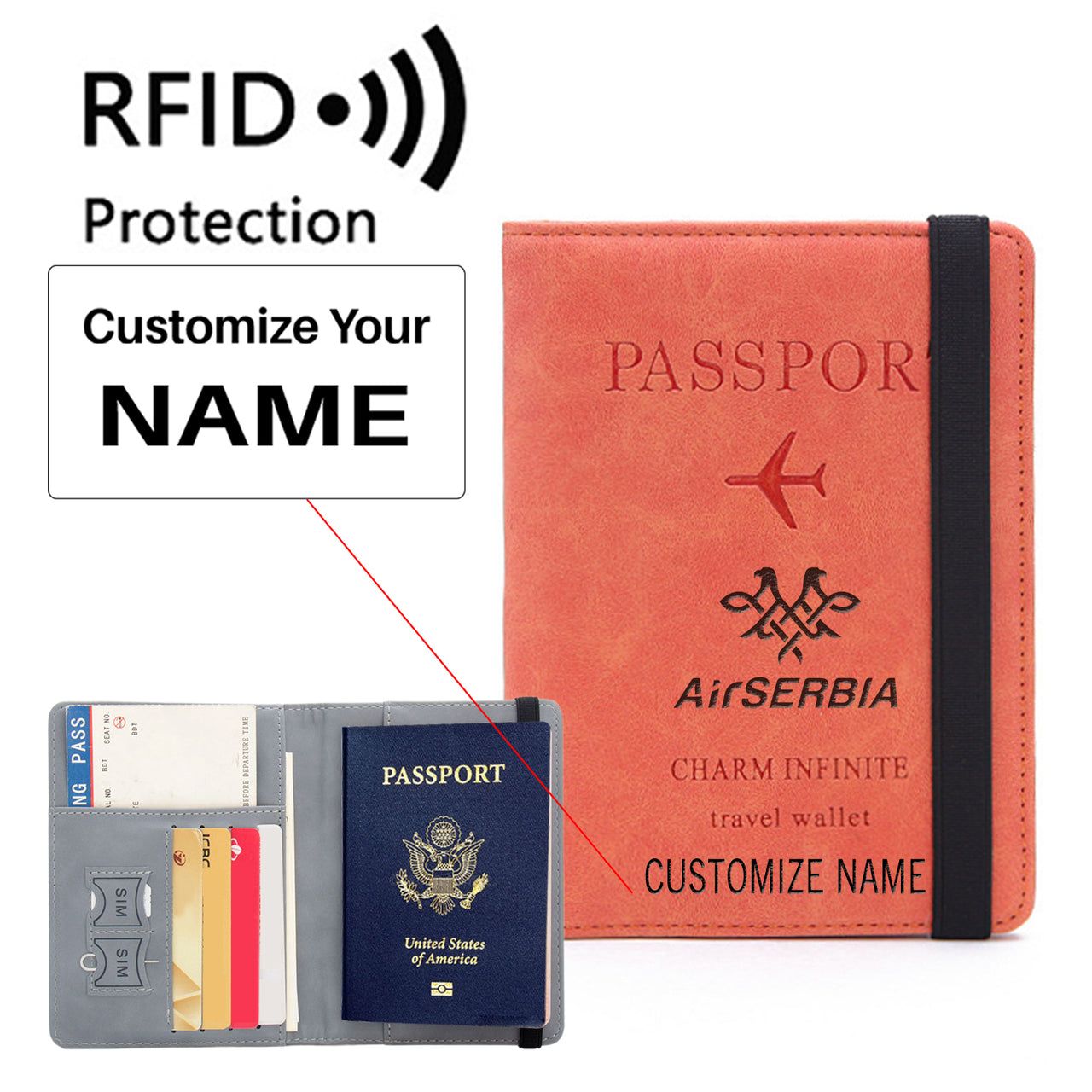 Air Serbia Airlines Designed Passport Cover Travel Wallet Passport Holder