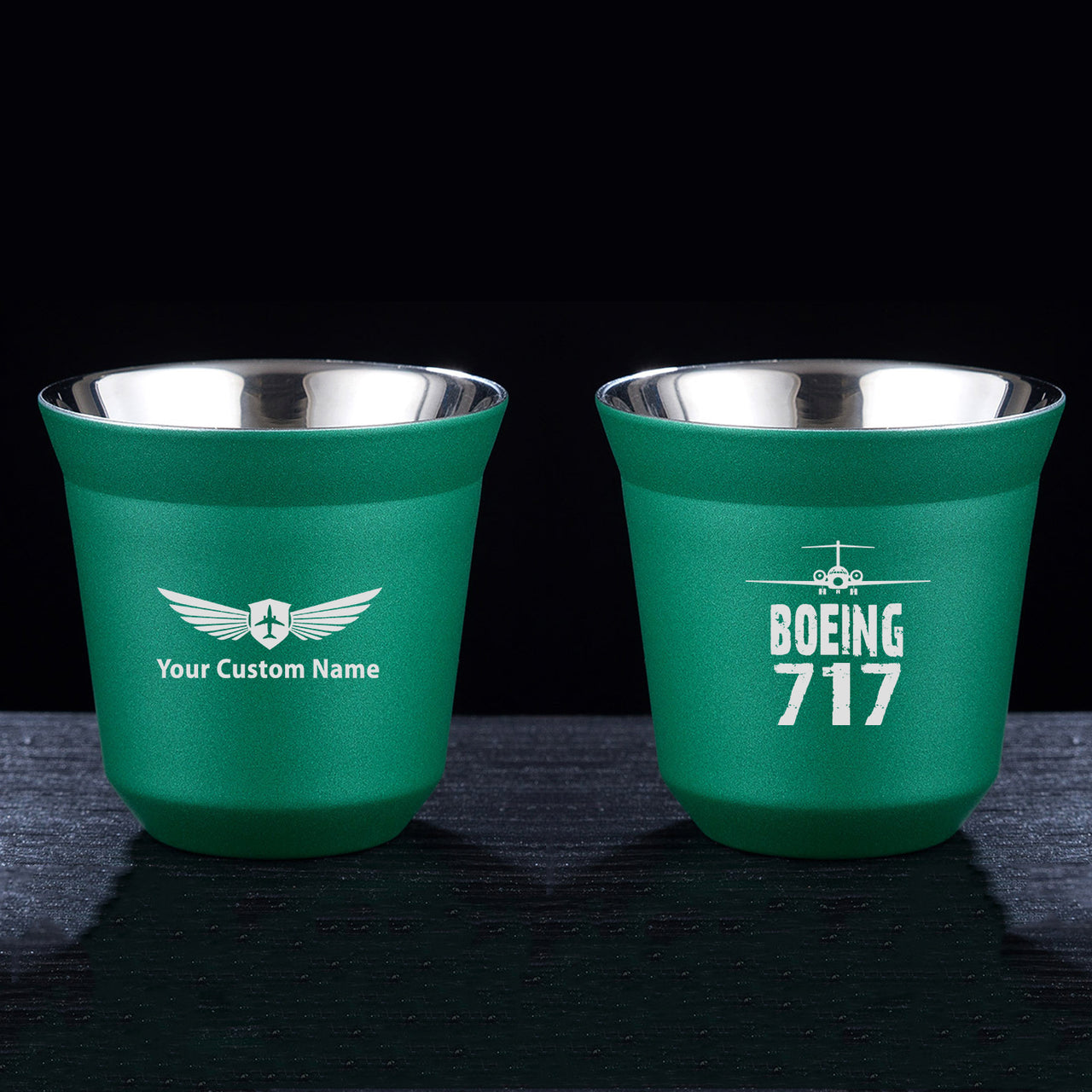 Boeing 717 & Plane Designed Double Wall Stainless Steel Coffee Mugs