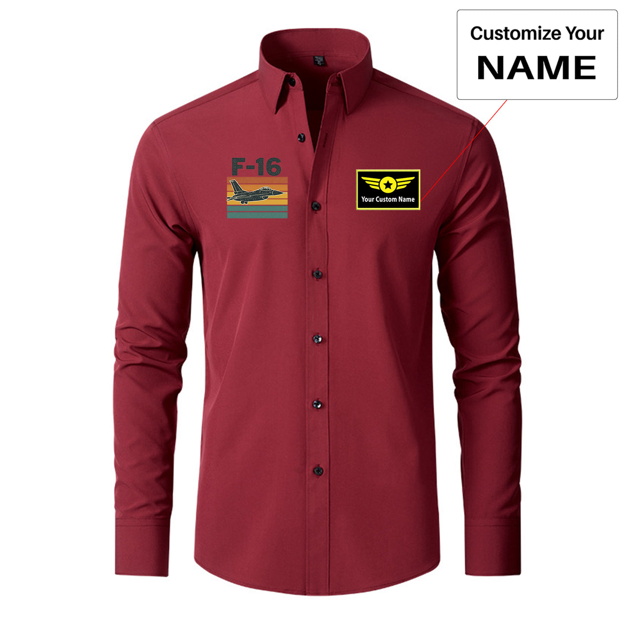 Retro Fighter Jet F16 Designed Long Sleeve Shirts
