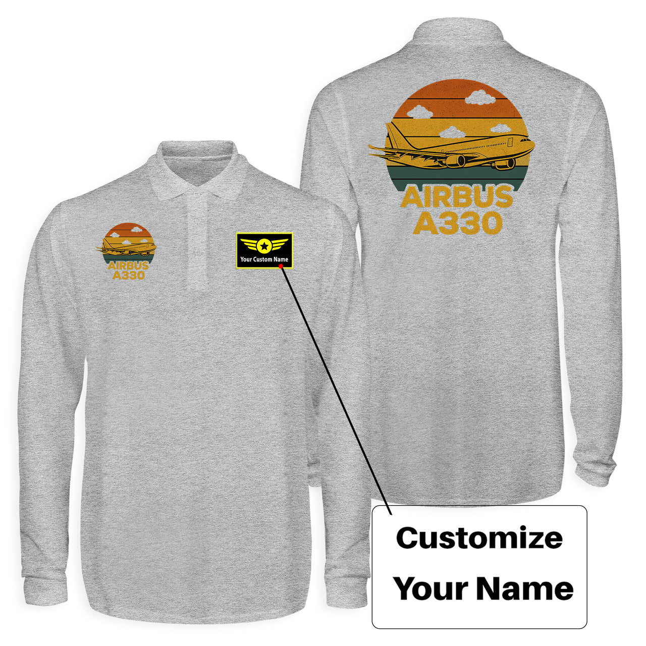 Retro Airbus A330 Designed Long Sleeve Polo T-Shirts (Double-Side)