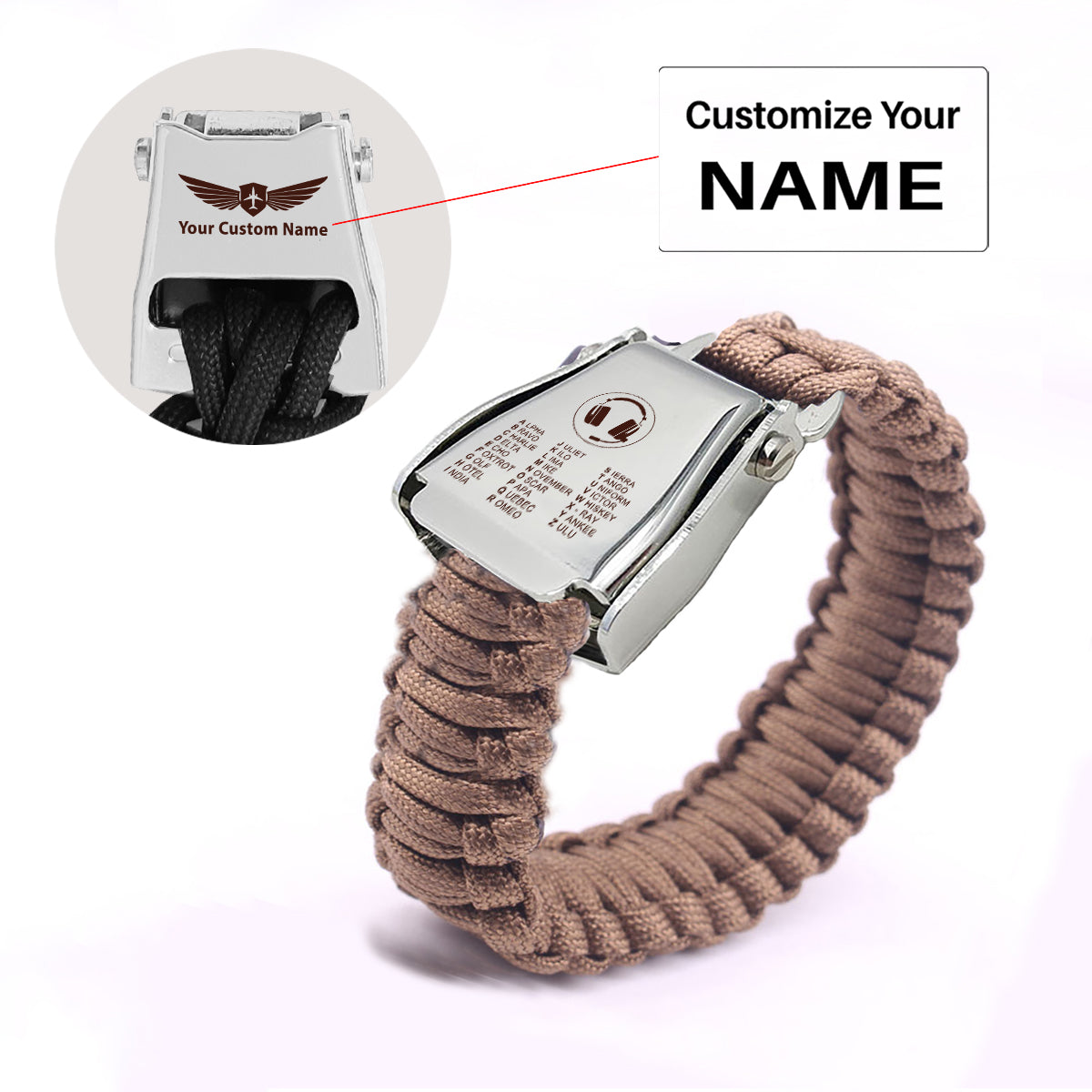Aviation Alphabet 3 Design Airplane Seat Belt Bracelet