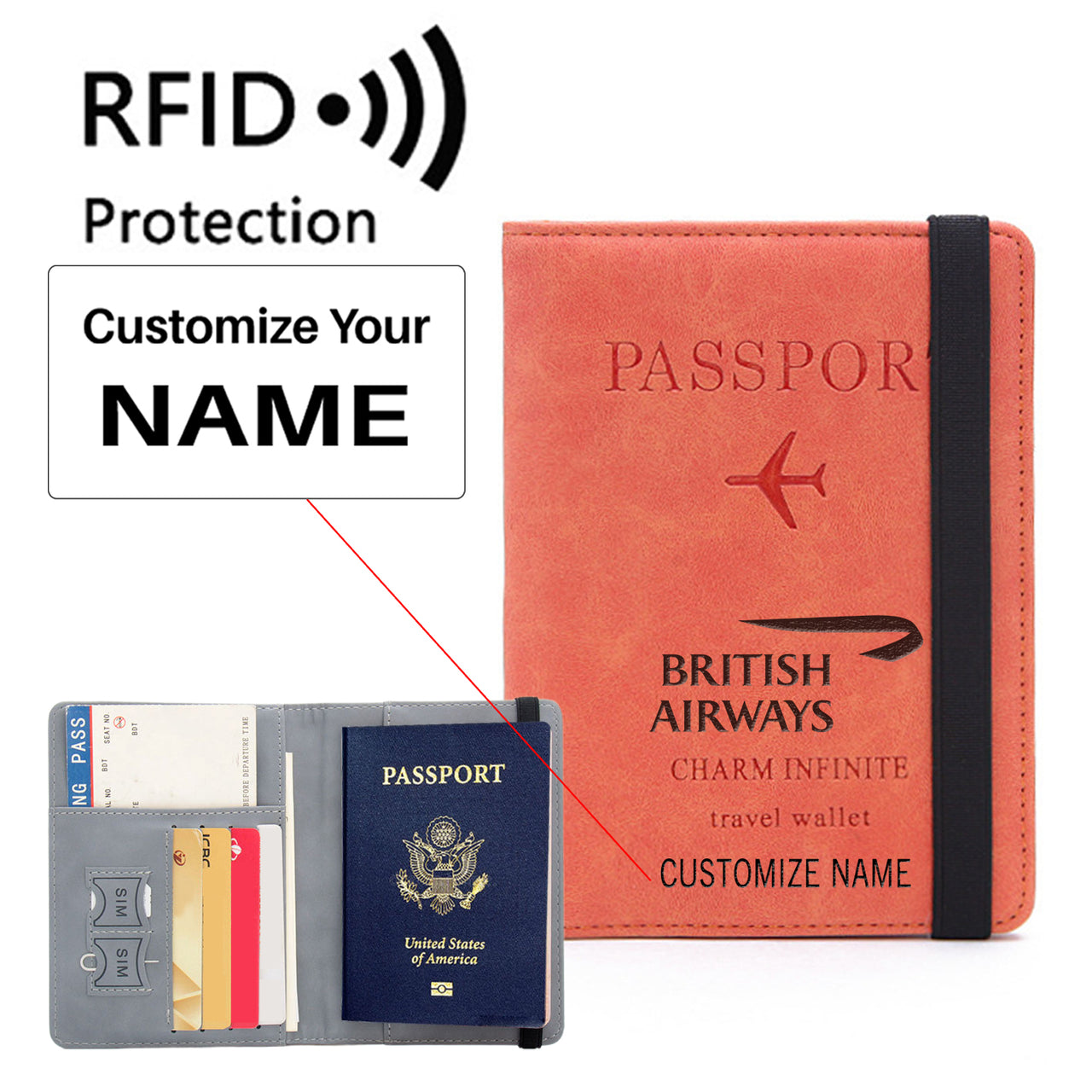 British Airways Airlines Designed Passport Cover Travel Wallet Passport Holder