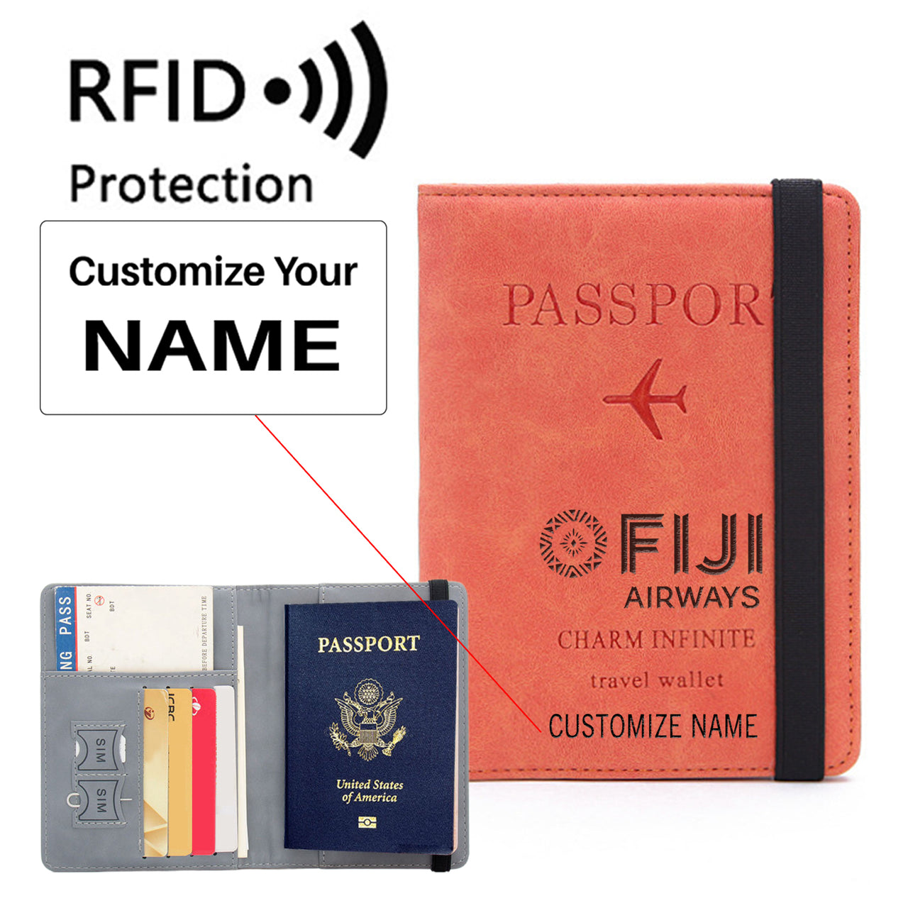 Fiji Airways Airlines Designed Passport Cover Travel Wallet Passport Holder