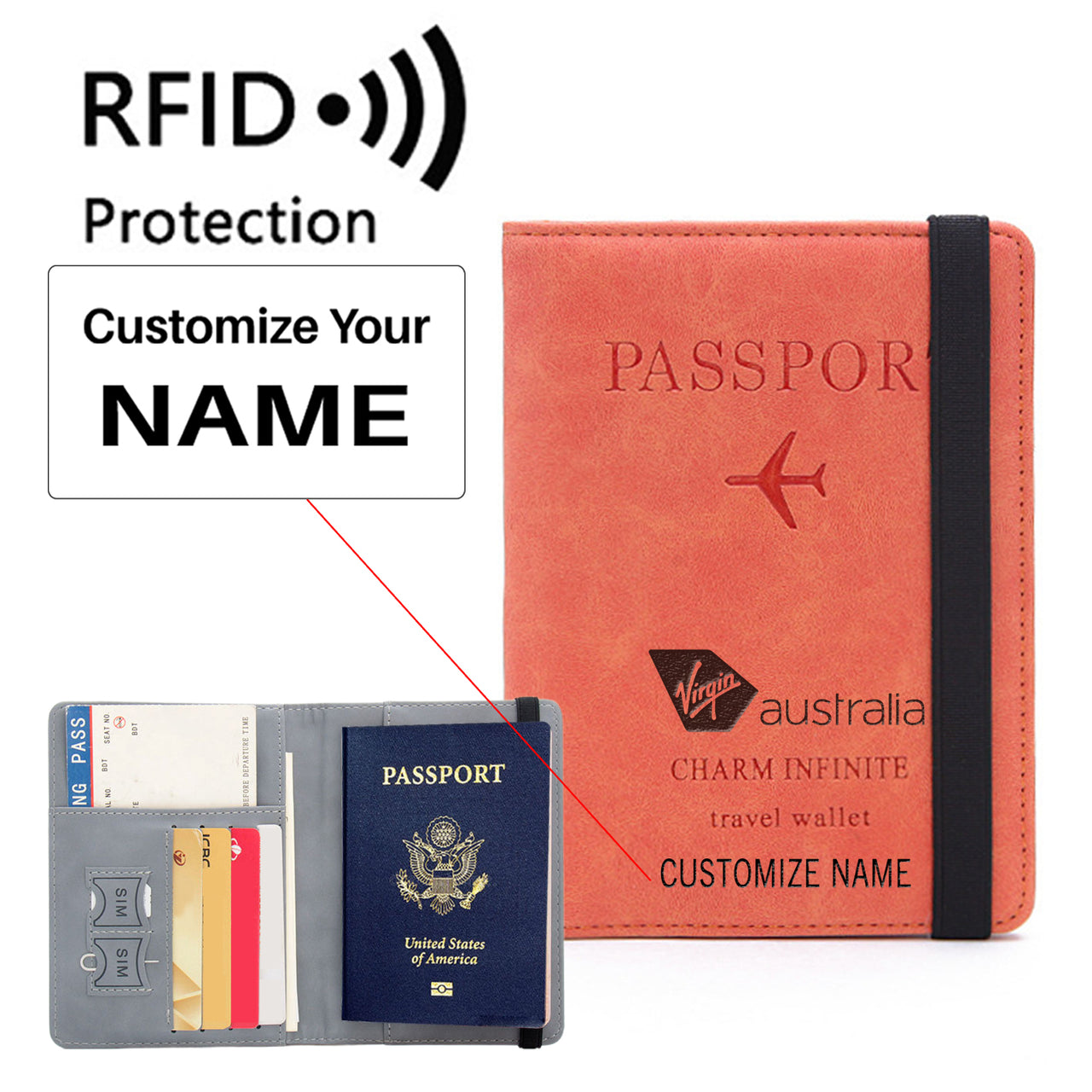 Virgin Atlantic- Airlines Designed Passport Cover Travel Wallet Passport Holder