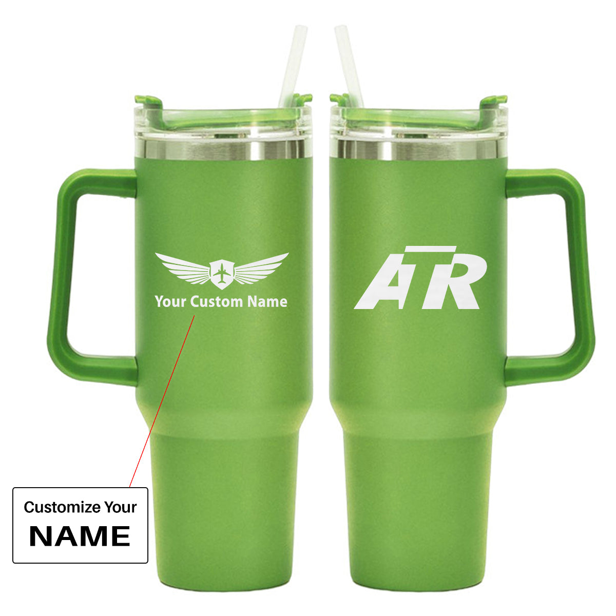ATR & Text Designed 40oz Stainless Steel Car Mug With Holder