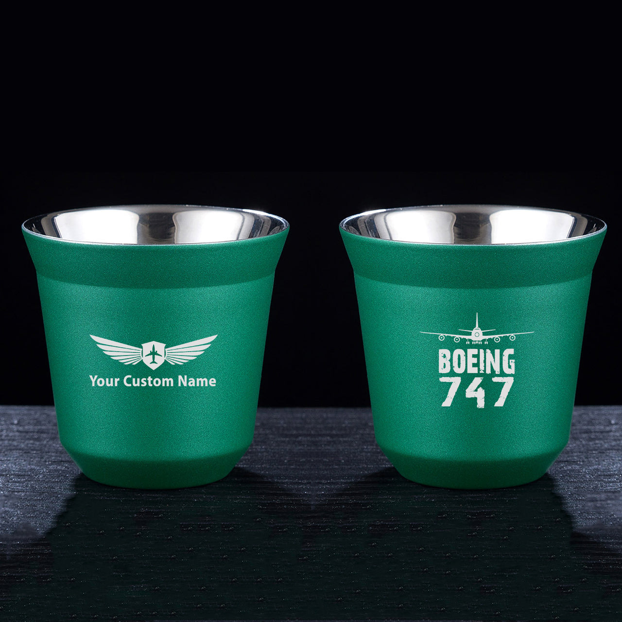 Boeing 747 & Plane Designed Double Wall Stainless Steel Coffee Mugs