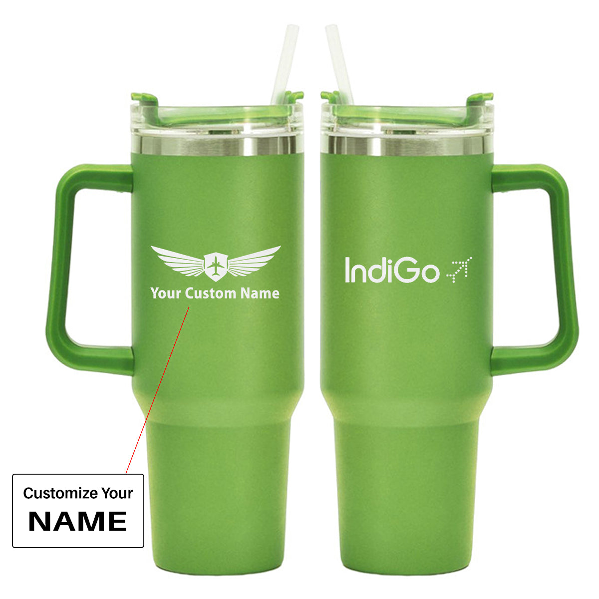 Indigo Airlines Designed 40oz Stainless Steel Car Mug With Holder