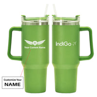 Thumbnail for Indigo Airlines Designed 40oz Stainless Steel Car Mug With Holder