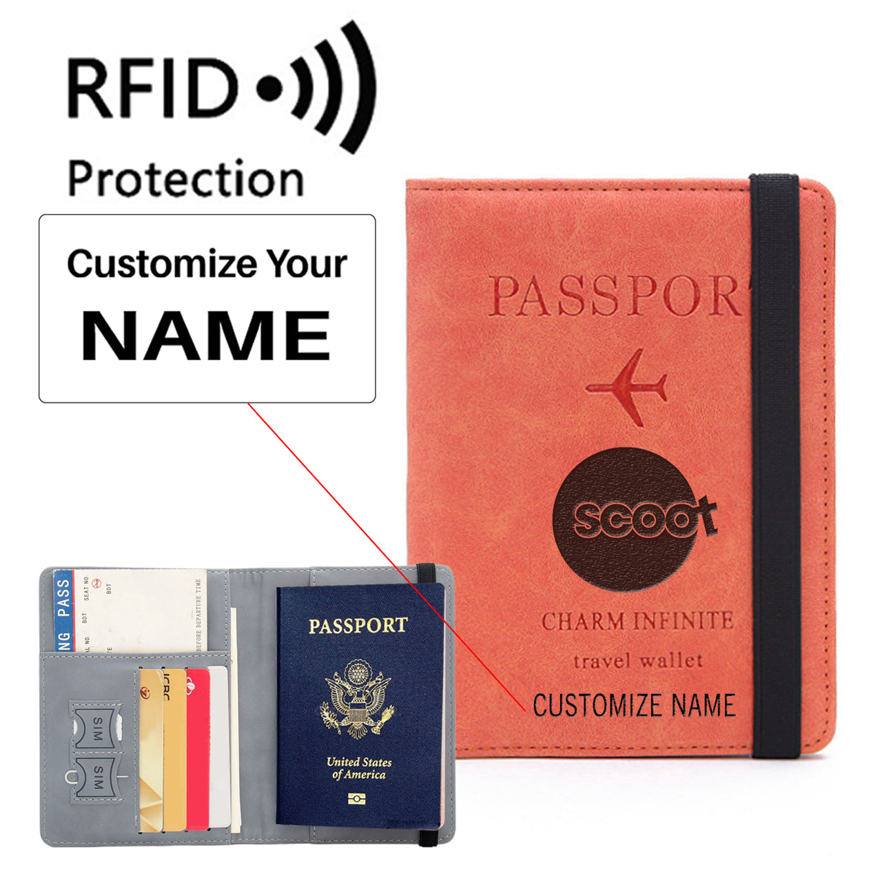 Scoot Airlines Designed Passport Cover Travel Wallet Passport Holder