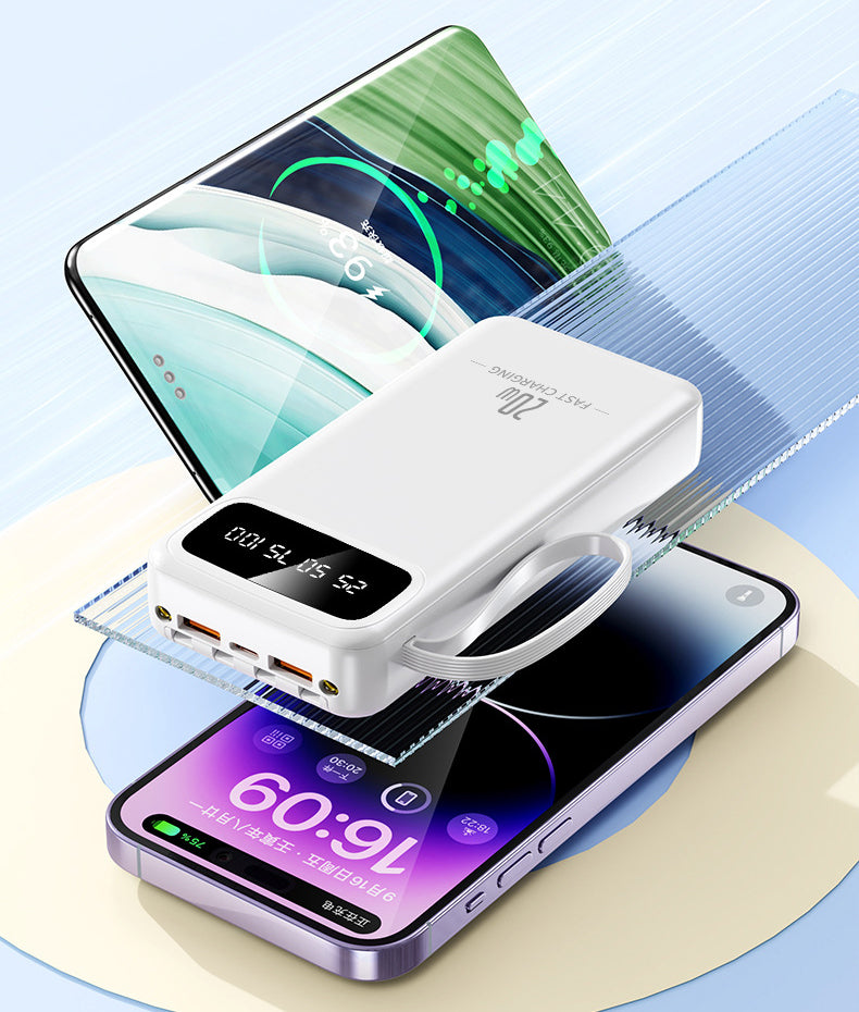 10000mAh 4-in-1 Built-in Cable Power Bank: Fast Charging