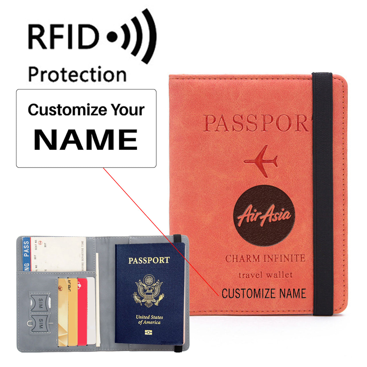 AirAsia Designed Passport Cover Travel Wallet Passport Holder