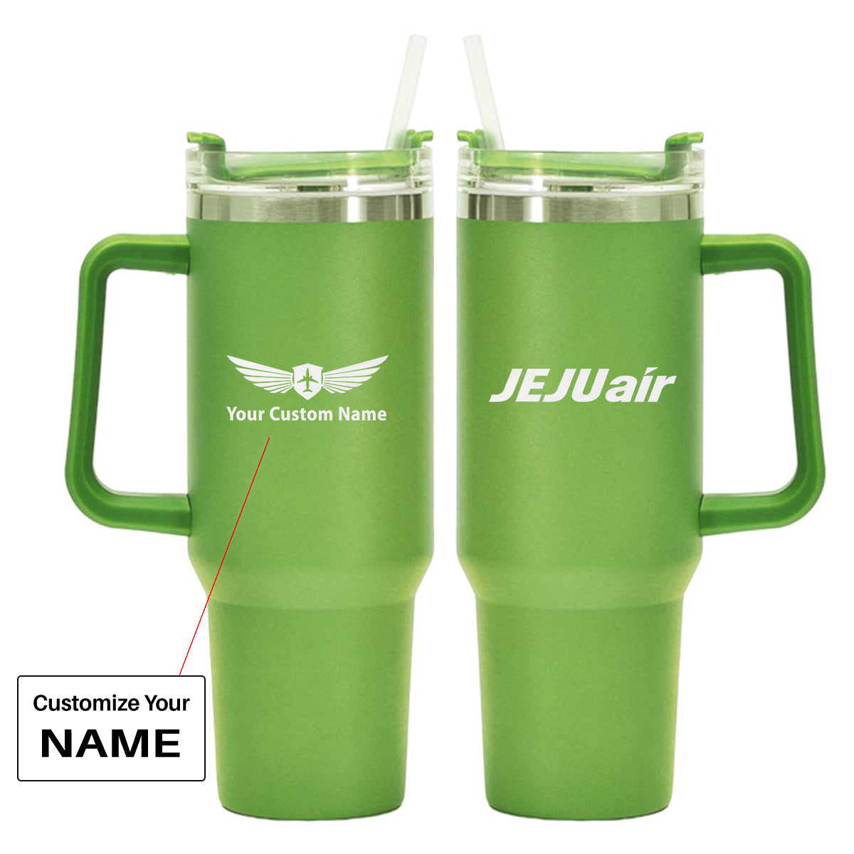 Jeju Air 40oz Stainless Steel Car Mug With Holder