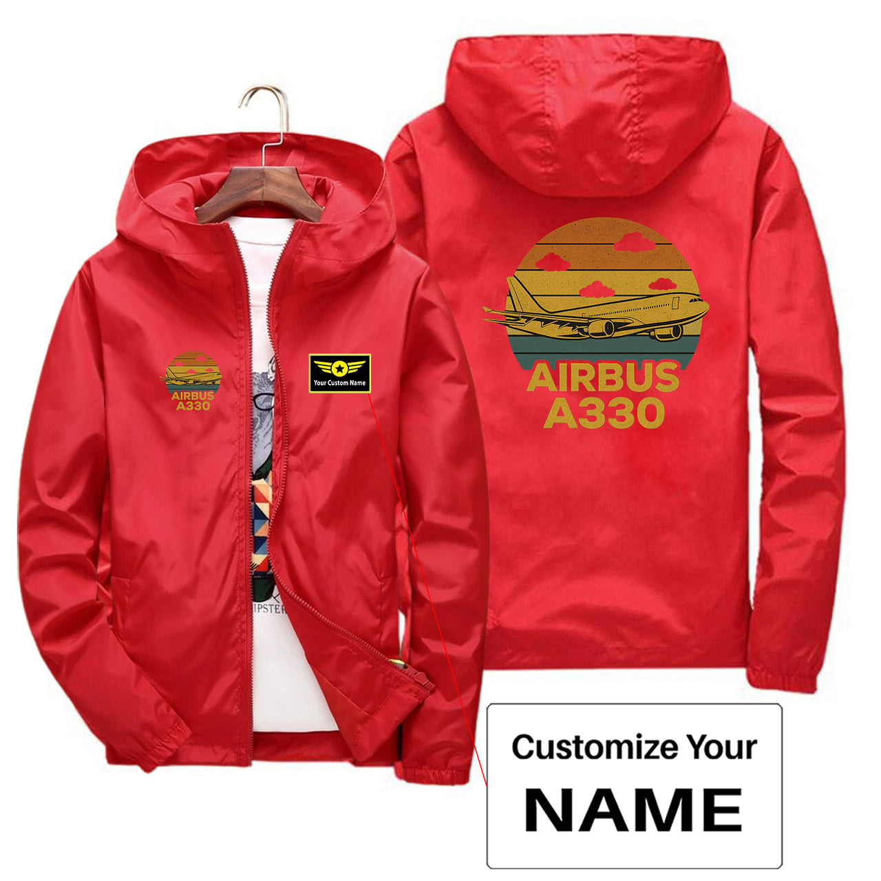 Retro Airbus A330 Designed Thin Windbreaker Jackets