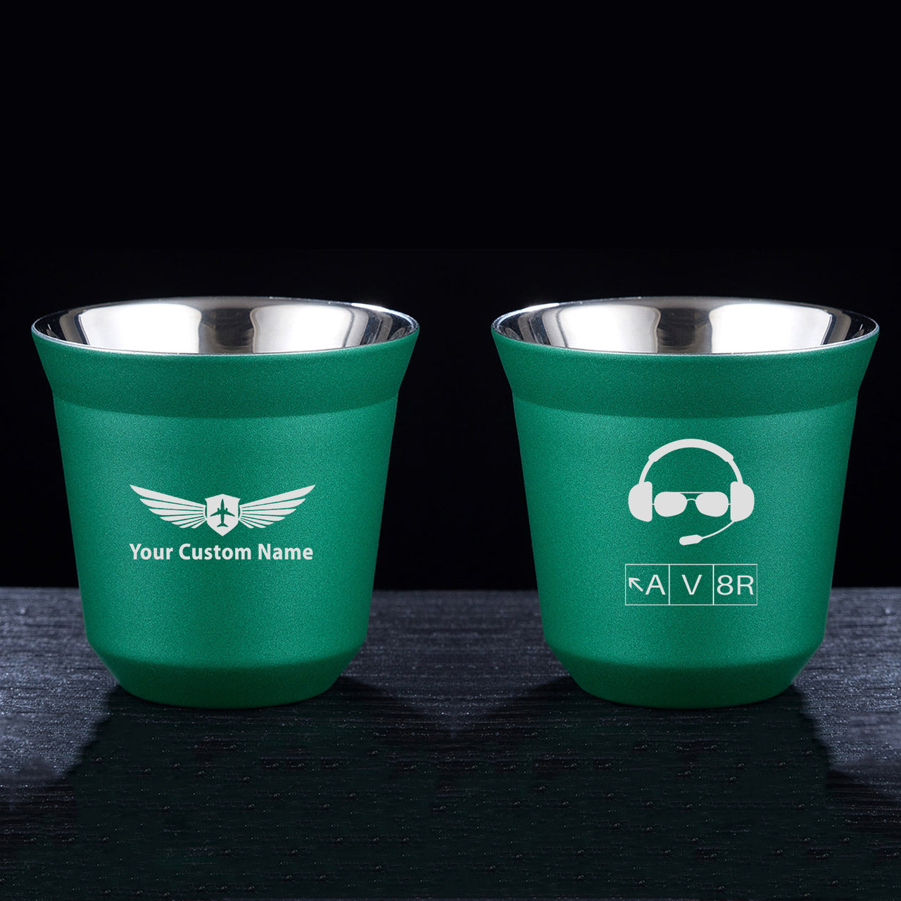 AV8R 2 Designed Double Wall Stainless Steel Coffee Mugs