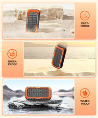 Thumbnail for 20000mAh Solar Power Bank: 4 Built-in Cables, Hand Crank, 6 Outputs/4 Inputs