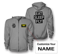 Thumbnail for Eat Sleep Fly Designed Zipped Hoodies