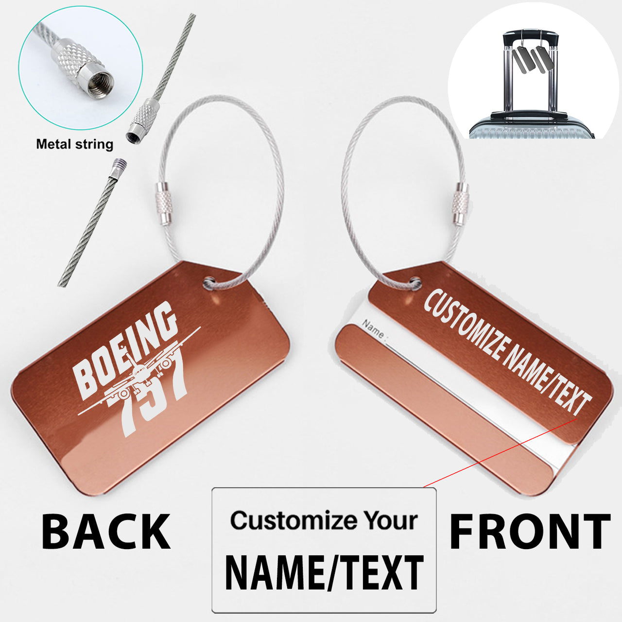 Amazing Boeing 757 Designed Fashion Metal Luggage Tags