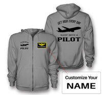 Thumbnail for Get High Every Day Sleep With A Pilot Designed Zipped Hoodies