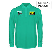 Thumbnail for Airbus A380 & Trent 900 Engine Designed Long Sleeve Polo T-Shirts