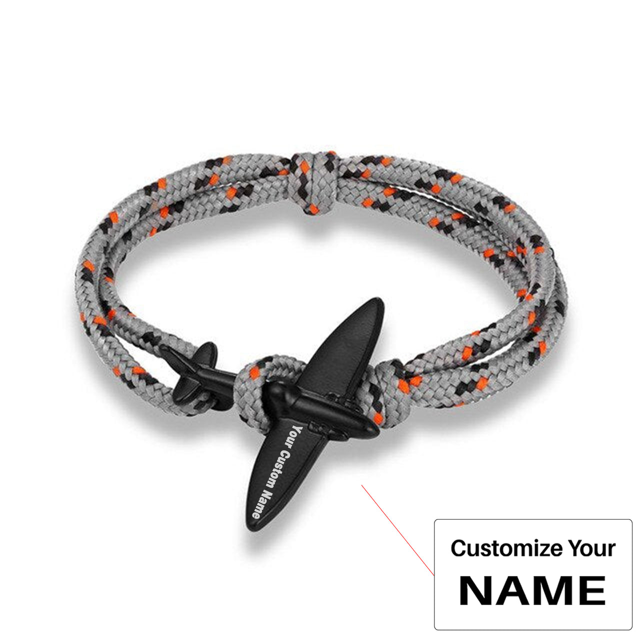 (Edition 4) - Thinner & Small Airplane Designed Bracelets Black (Adjustable)
