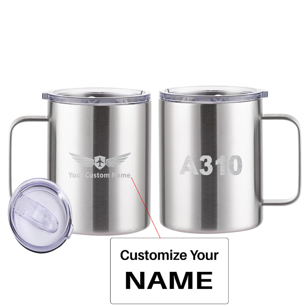 A310 Flat Text Designed Stainless Steel Laser Engraved Mugs
