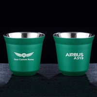 Thumbnail for Airbus A319 & Text Designed Double Wall Stainless Steel Coffee Mugs