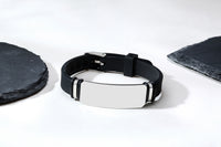 Thumbnail for Your Custom Design Text Design  Men's Stainless Steel Curved Silicone Bracelet