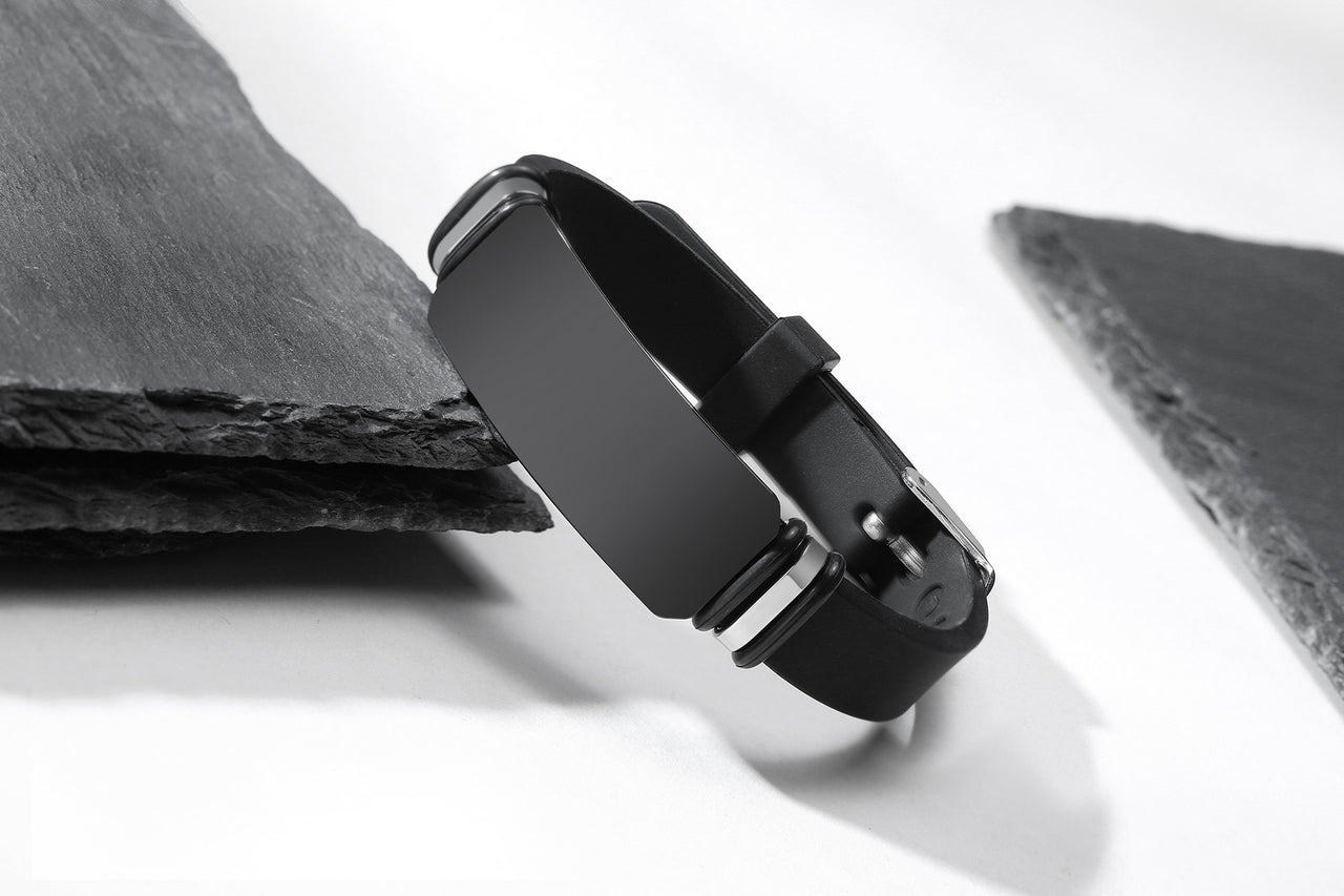 Your Custom Design Text Design  Men's Stainless Steel Curved Silicone Bracelet