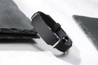 Thumbnail for Your Custom Design Text Design  Men's Stainless Steel Curved Silicone Bracelet