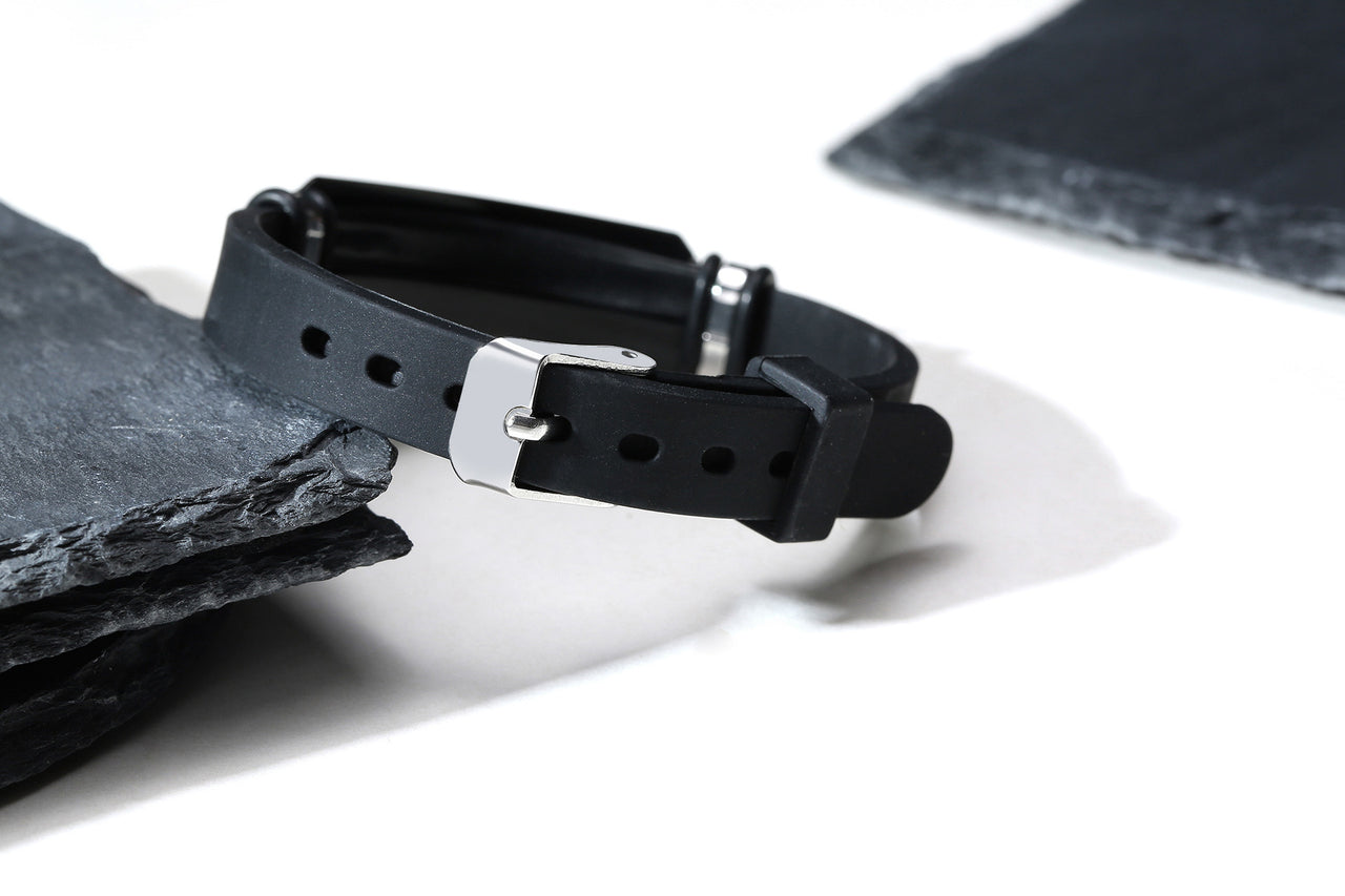 Your Custom Design Text Design  Men's Stainless Steel Curved Silicone Bracelet