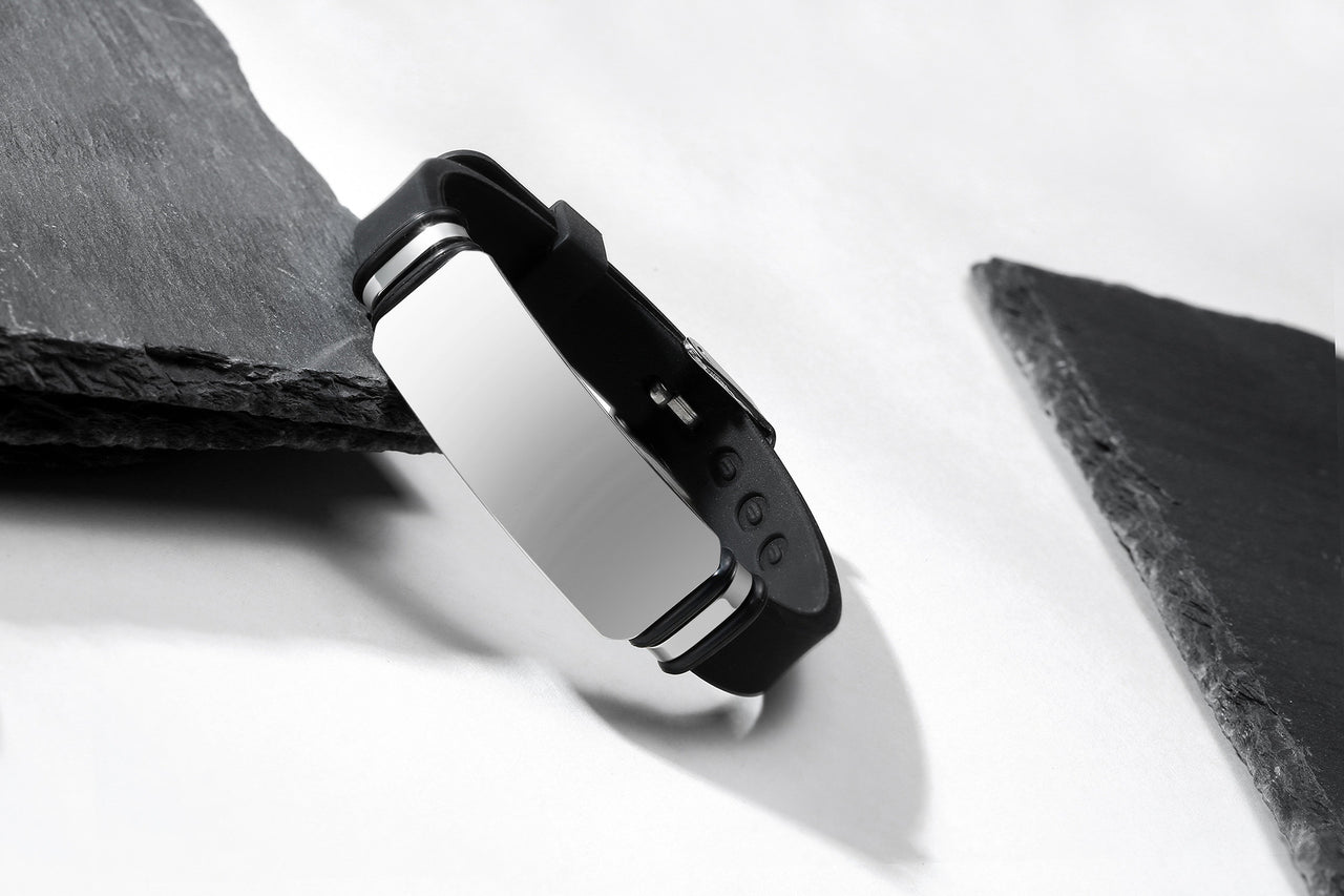 Your Custom Design Text Design  Men's Stainless Steel Curved Silicone Bracelet