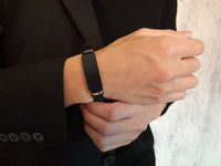 Thumbnail for Your Custom Design Text Design  Men's Stainless Steel Curved Silicone Bracelet