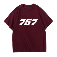 Thumbnail for 757 Flat Text Designed Relax Fit T-Shirts