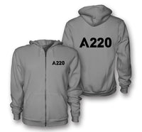 Thumbnail for A220 Flat Text Designed Zipped Hoodies