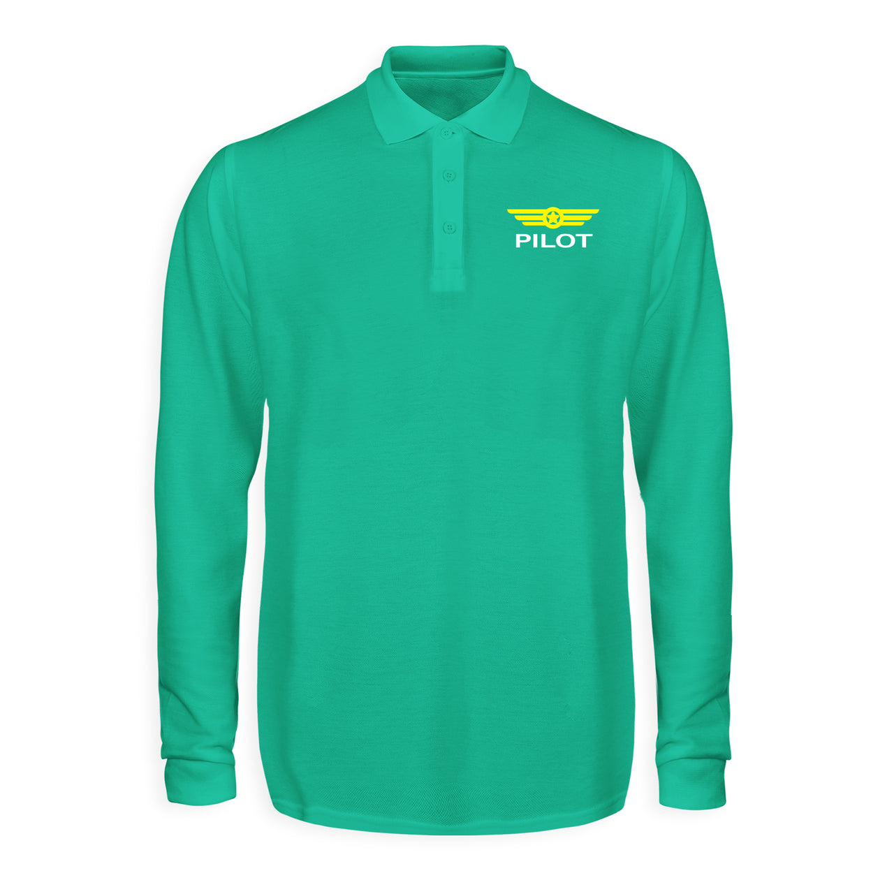 Pilot & Badge Designed Long Sleeve Polo T-Shirts