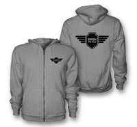 Thumbnail for Born To Fly & Badge Designed Zipped Hoodies