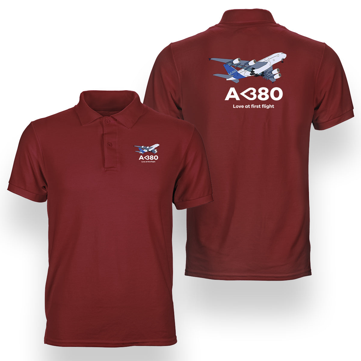 Airbus A380 Love at first flight Designed Double Side Polo T-Shirts