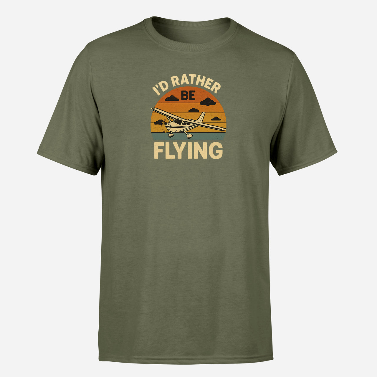 Retro I'D Rather Be Flying Design Super Quality T-Shirts